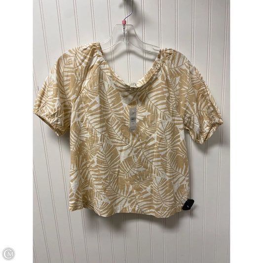 Top Short Sleeve By Loft In Tan & White, Size: Xs