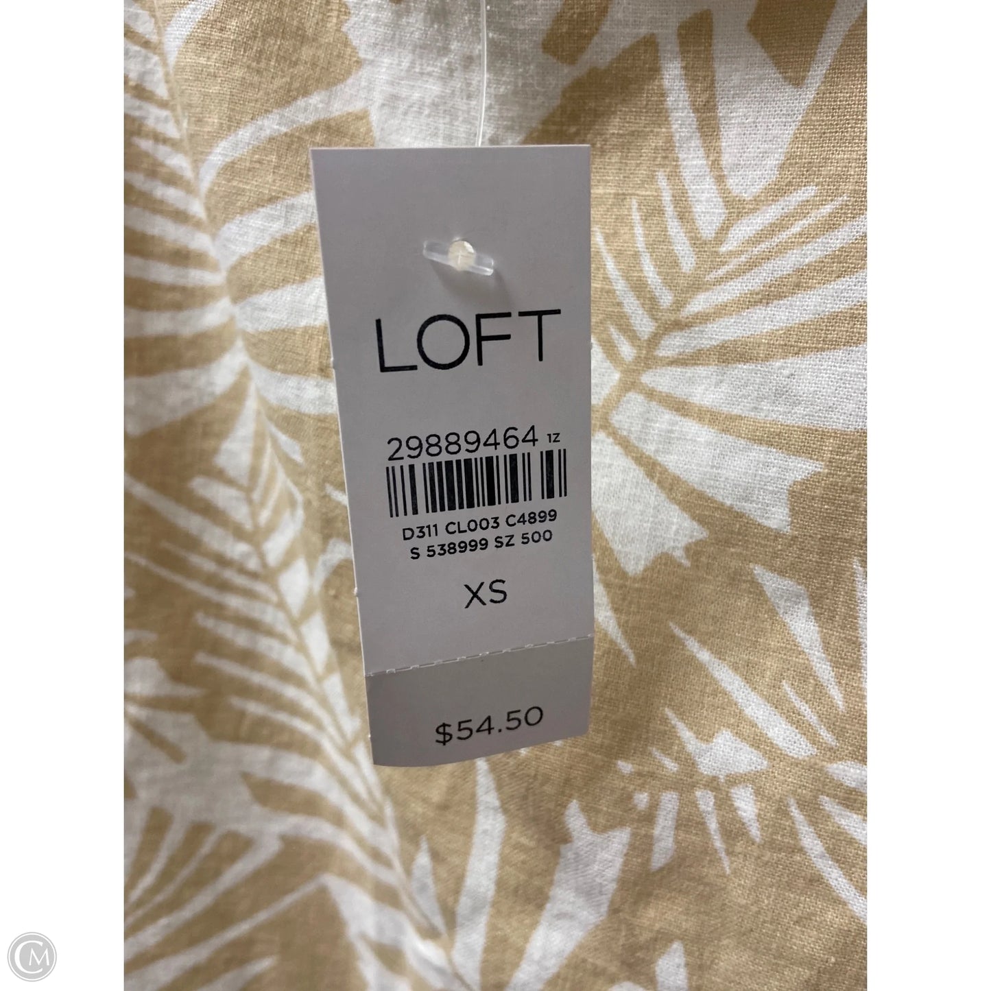 Top Short Sleeve By Loft In Tan & White, Size: Xs