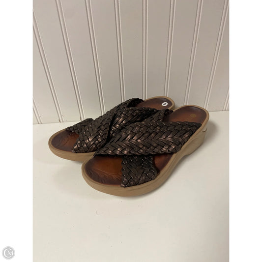 Sandals Heels Wedge By Bzees In Brown, Size: 9