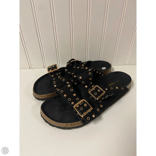 Sandals Flats By Bamboo In Black & Gold, Size: 9