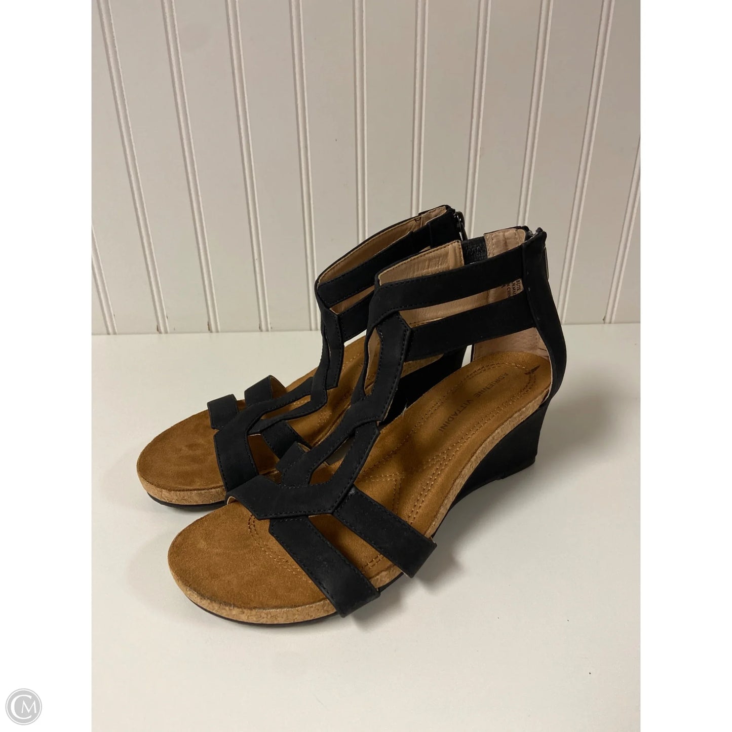 Sandals Heels Wedge By Adrienne Vittadini In Black, Size: 8