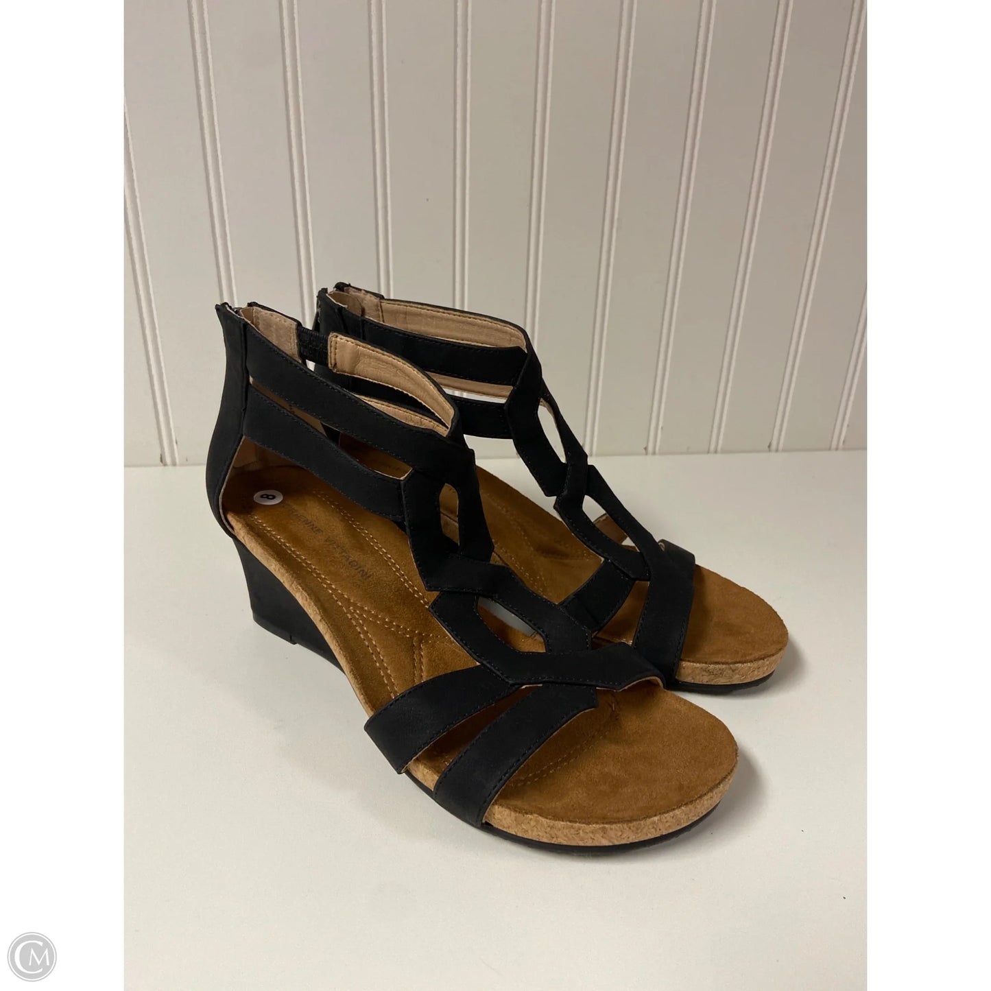 Sandals Heels Wedge By Adrienne Vittadini In Black, Size: 8