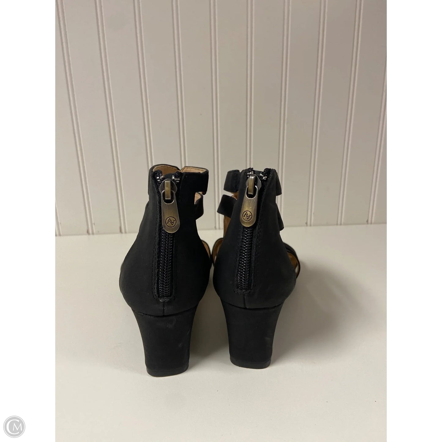 Sandals Heels Wedge By Adrienne Vittadini In Black, Size: 8