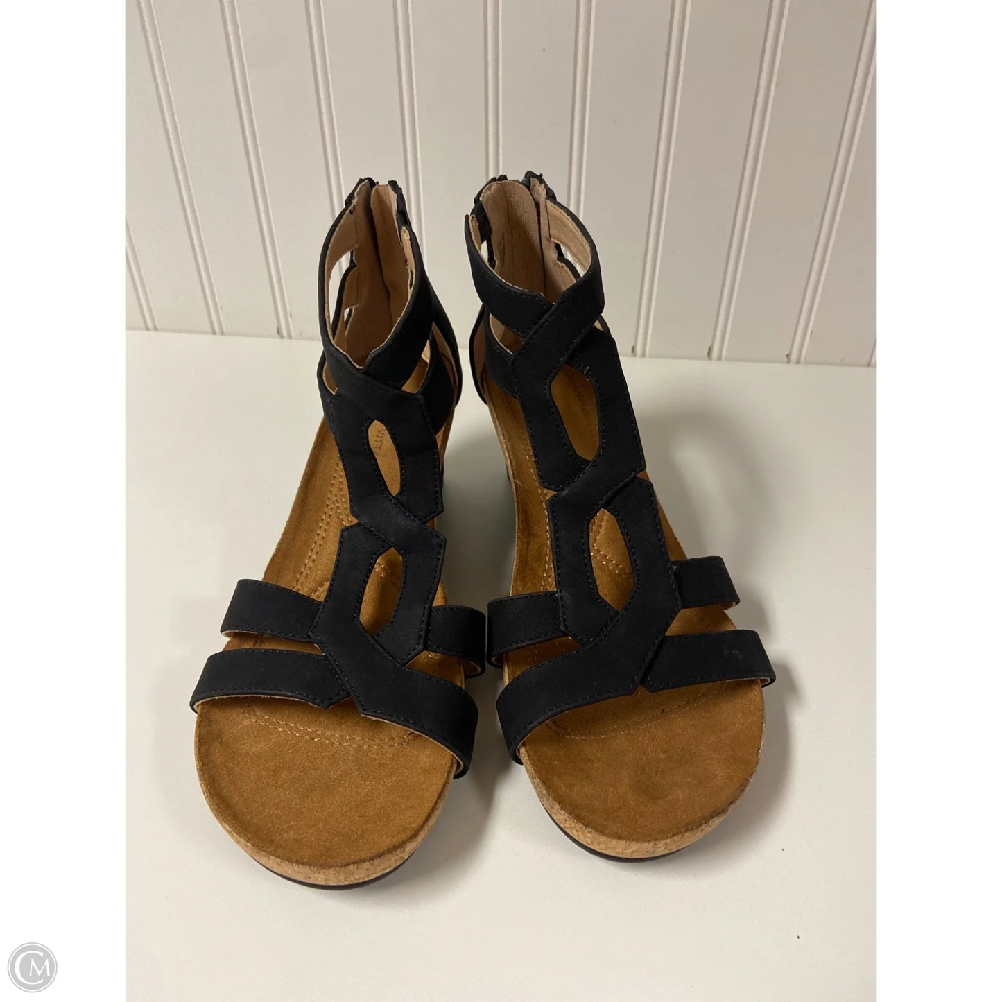 Sandals Heels Wedge By Adrienne Vittadini In Black, Size: 8
