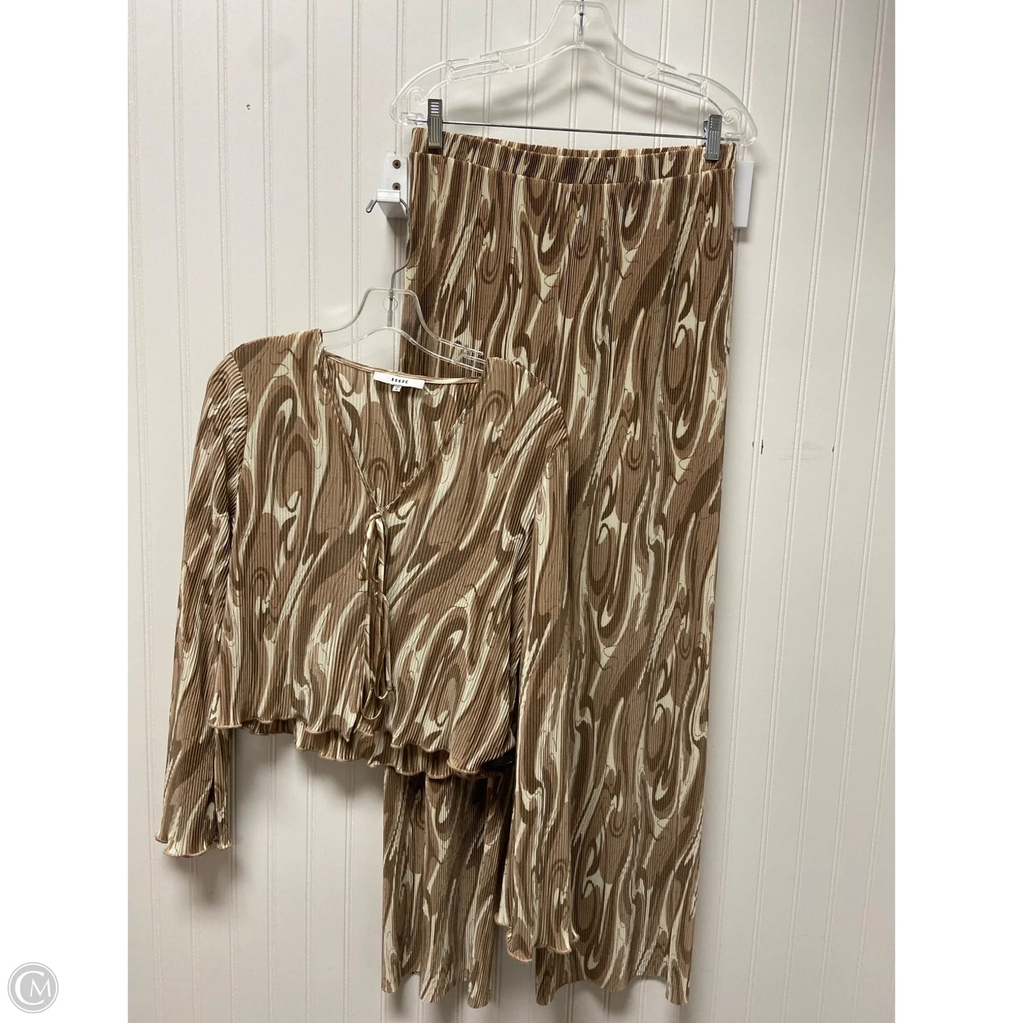 Pants Set 2pc By Ro & De In Brown & White, Size: M