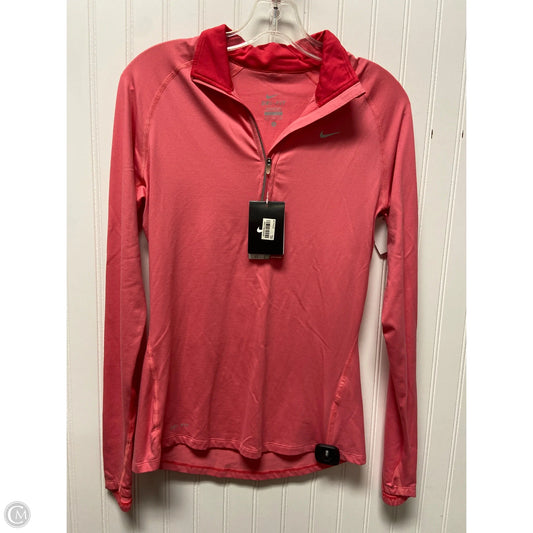 Athletic Top Long Sleeve Collar By Nike In Pink, Size: S