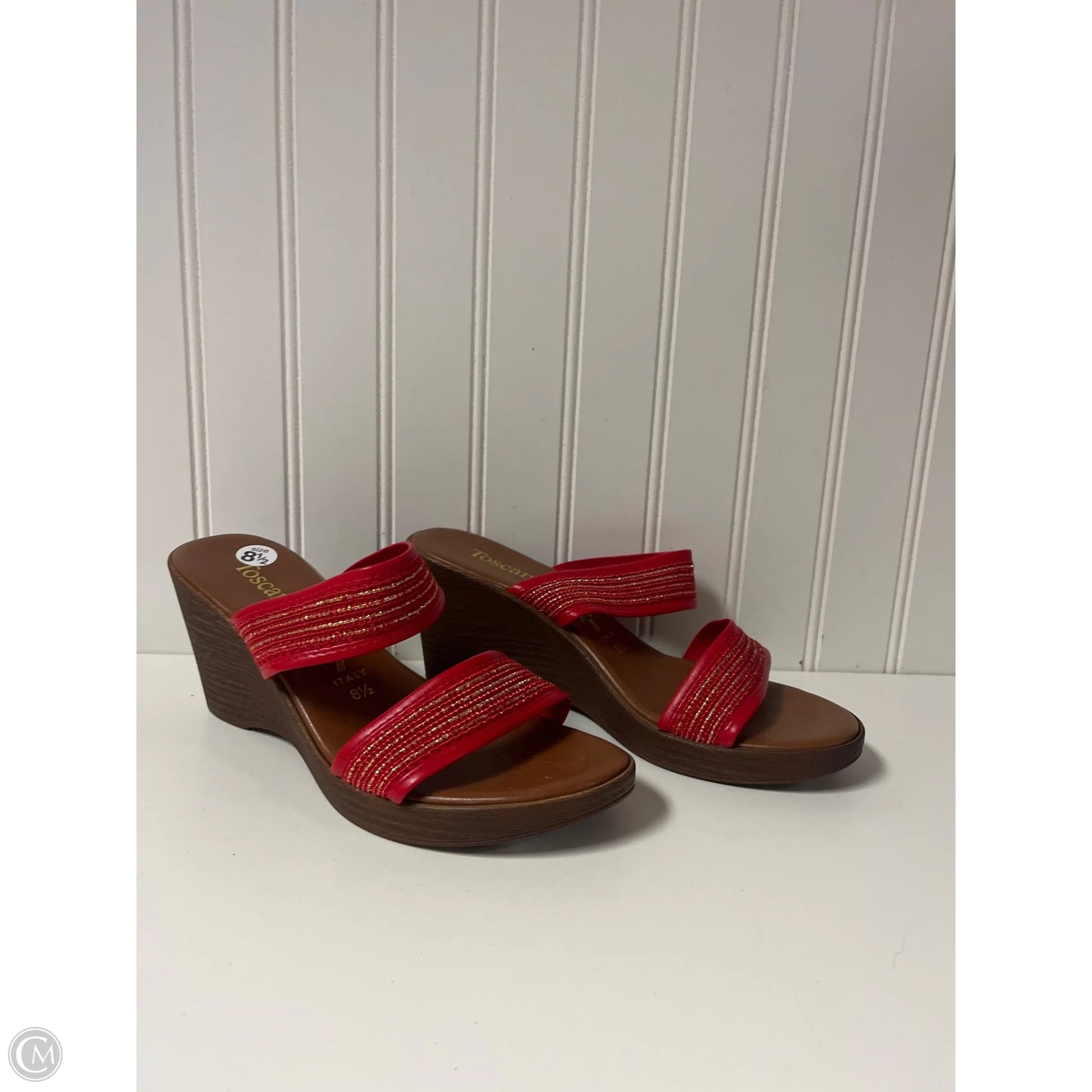 Sandals Heels Wedge By Toscanella In Red, Size: 8.5