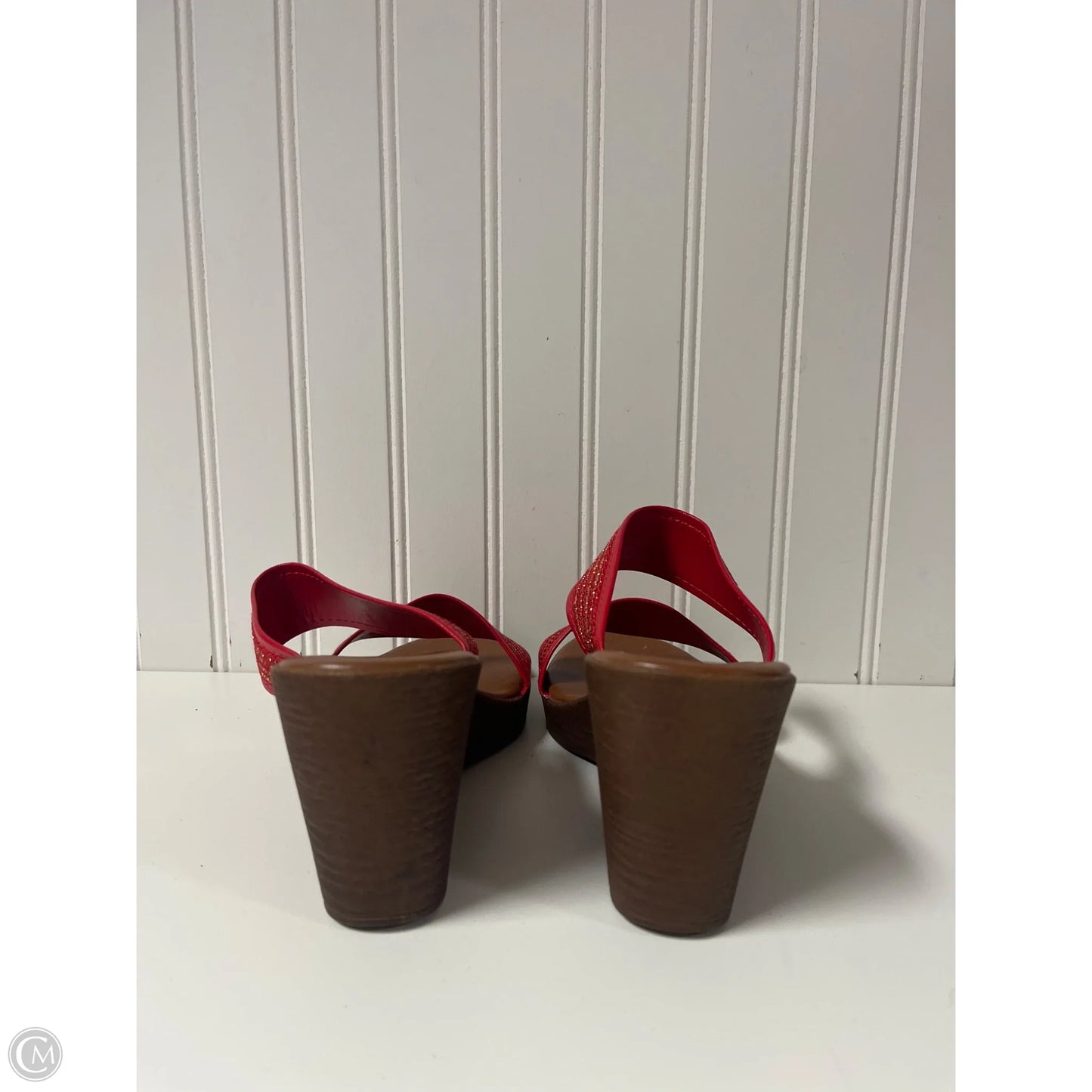Sandals Heels Wedge By Toscanella In Red, Size: 8.5