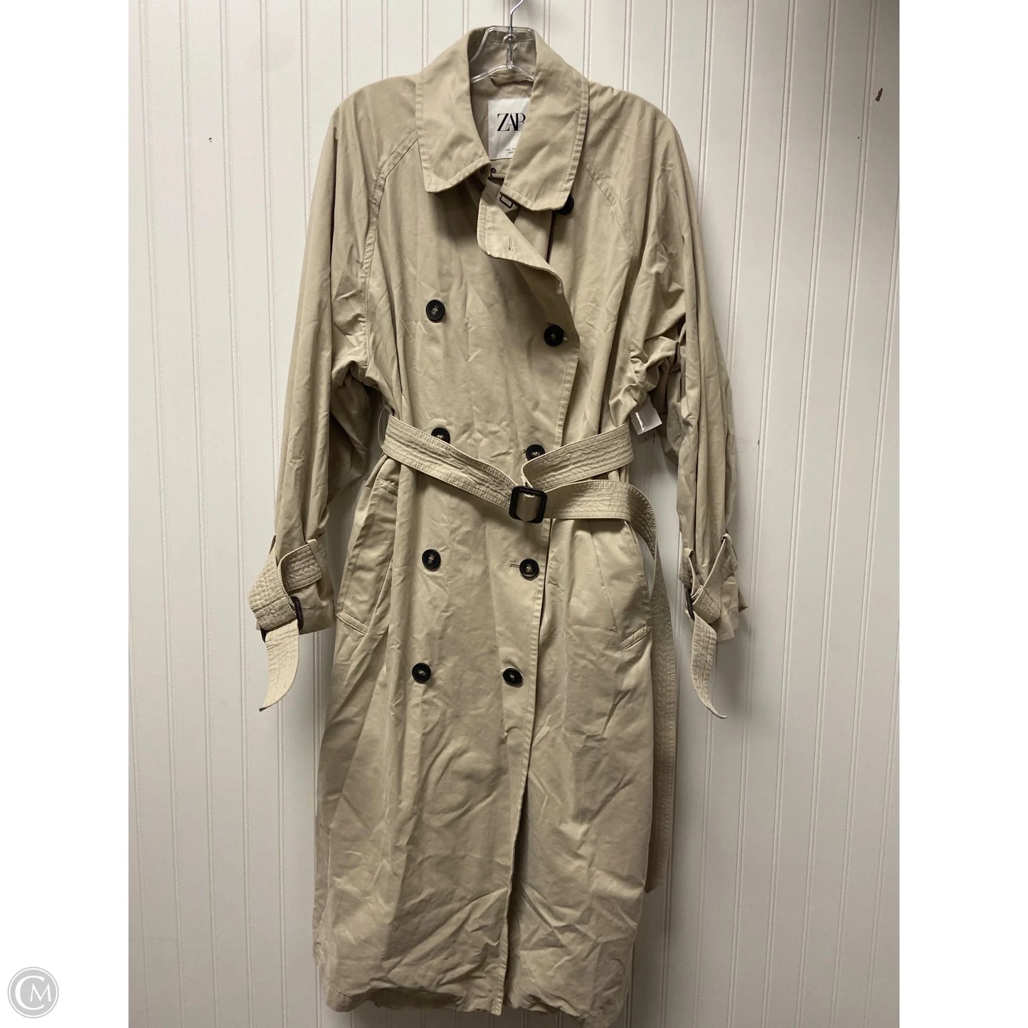 Coat Trench Coat By Zara In Beige, Size: L