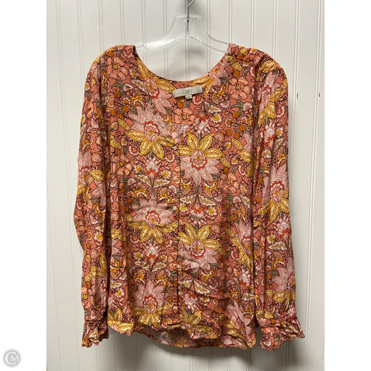 Top Long Sleeve By Loft In Peach, Size: 1x