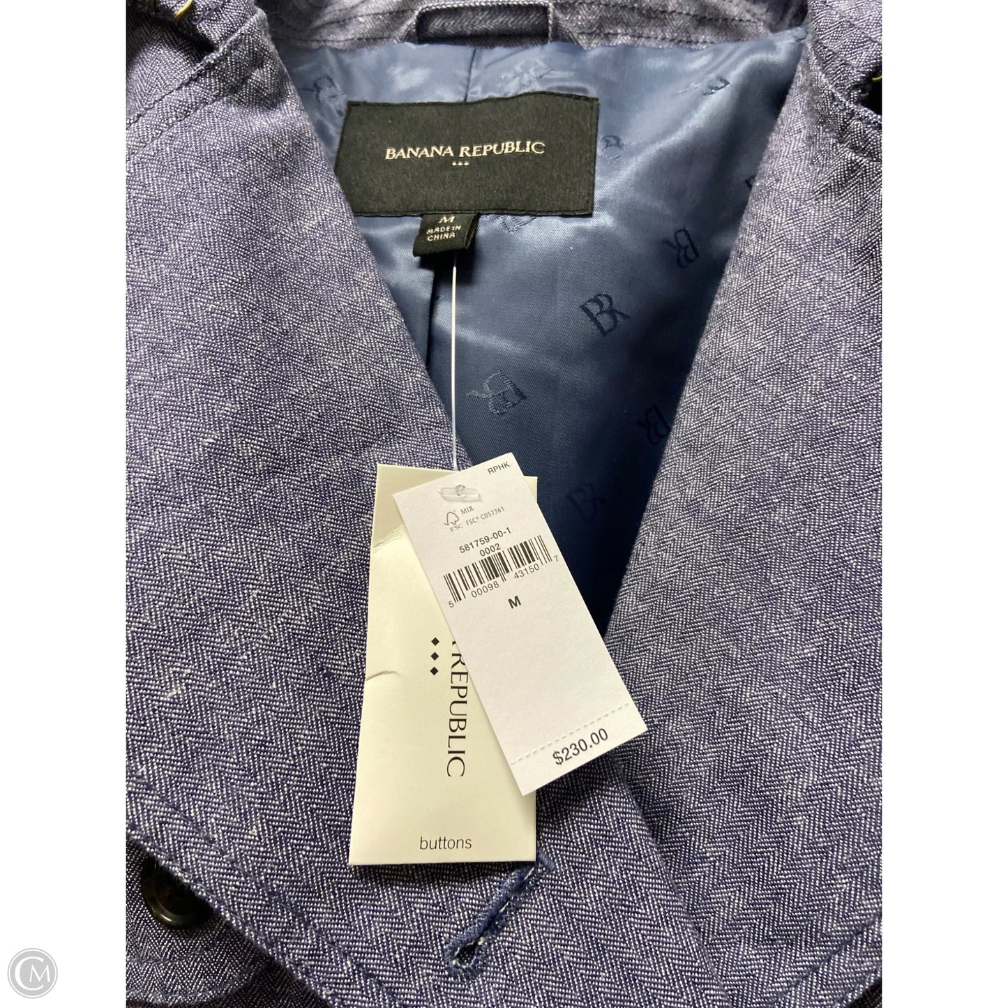 Coat Trench Coat By Banana Republic In Blue, Size: M