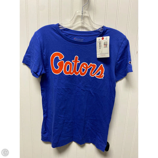 Athletic Top Short Sleeve By Champion In Blue, Size: Xs