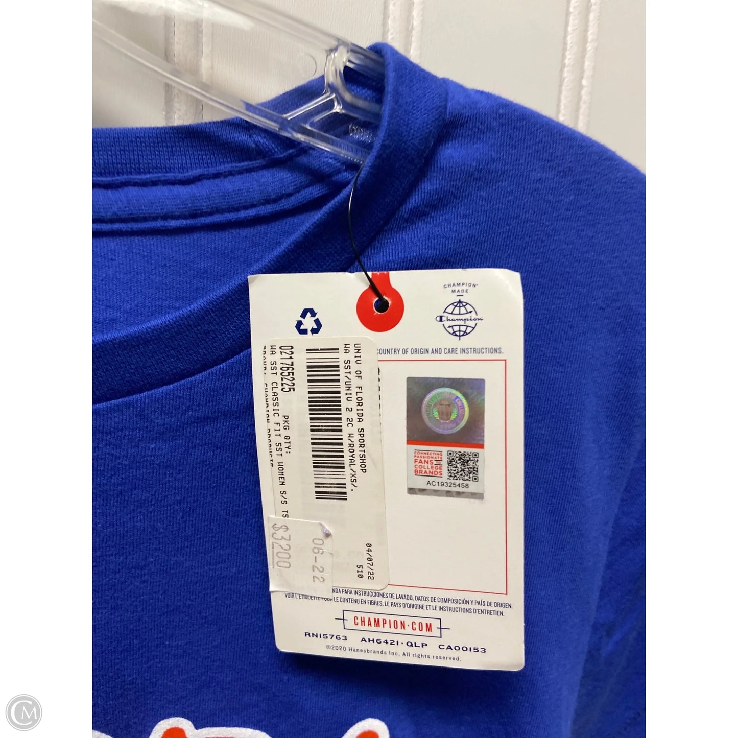 Athletic Top Short Sleeve By Champion In Blue, Size: Xs