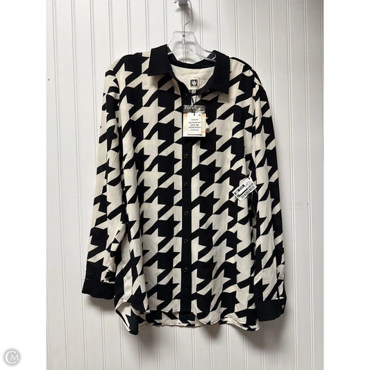 Top Long Sleeve By Anne Klein In Black & White, Size: Xl