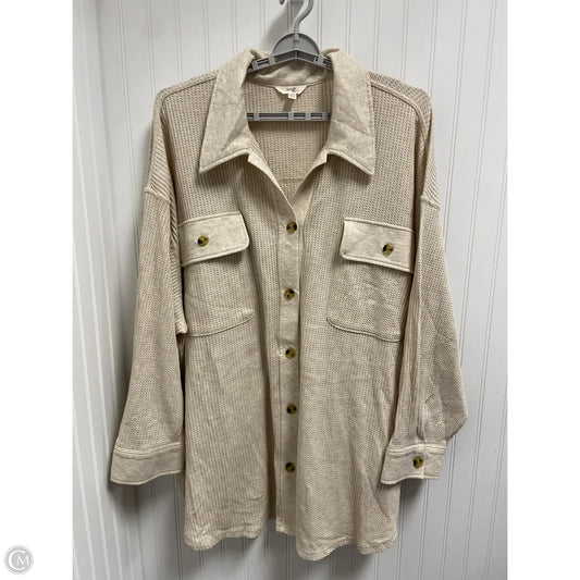 Jacket Shirt By Terra & Sky In Beige, Size: 4x