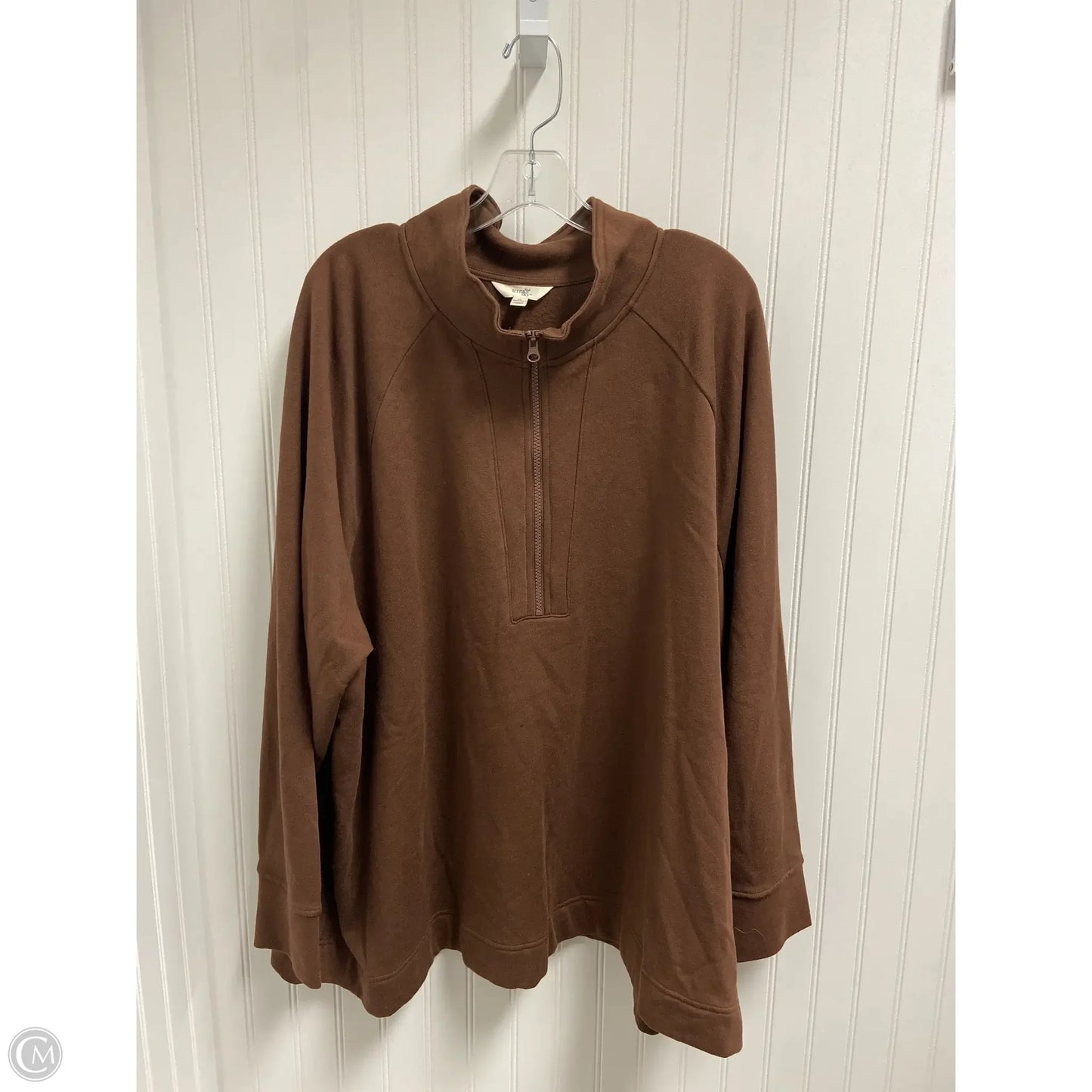 Sweatshirt Collar By Terra & Sky In Brown, Size: 4x