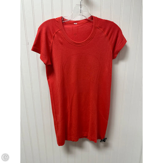 Athletic Top Short Sleeve By Lululemon In Orange, Size: S