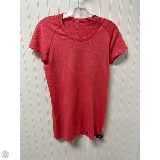 Athletic Top Short Sleeve By Lululemon In Pink, Size: S