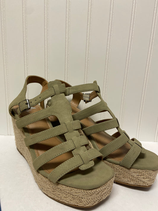 Green Sandals Heels Wedge Report, Size 10