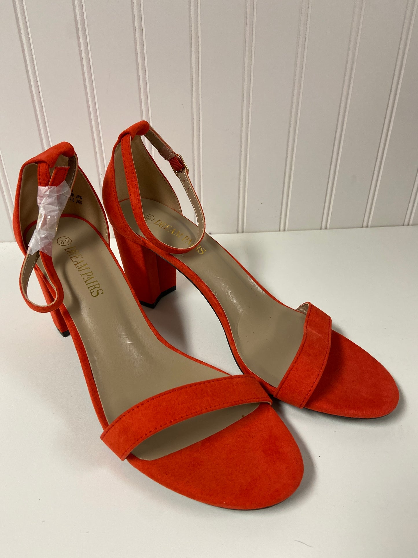 Red Sandals Heels Block Clothes Mentor, Size 9.5