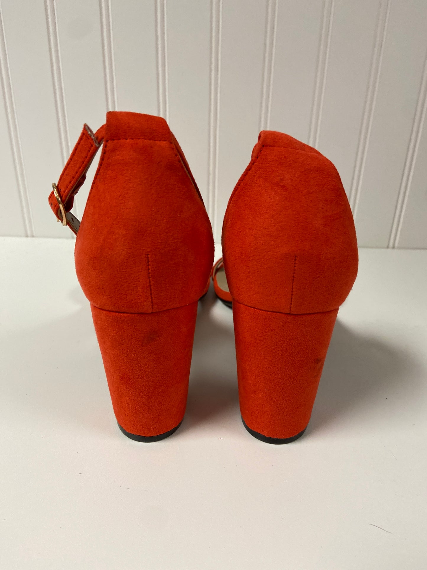 Red Sandals Heels Block Clothes Mentor, Size 9.5