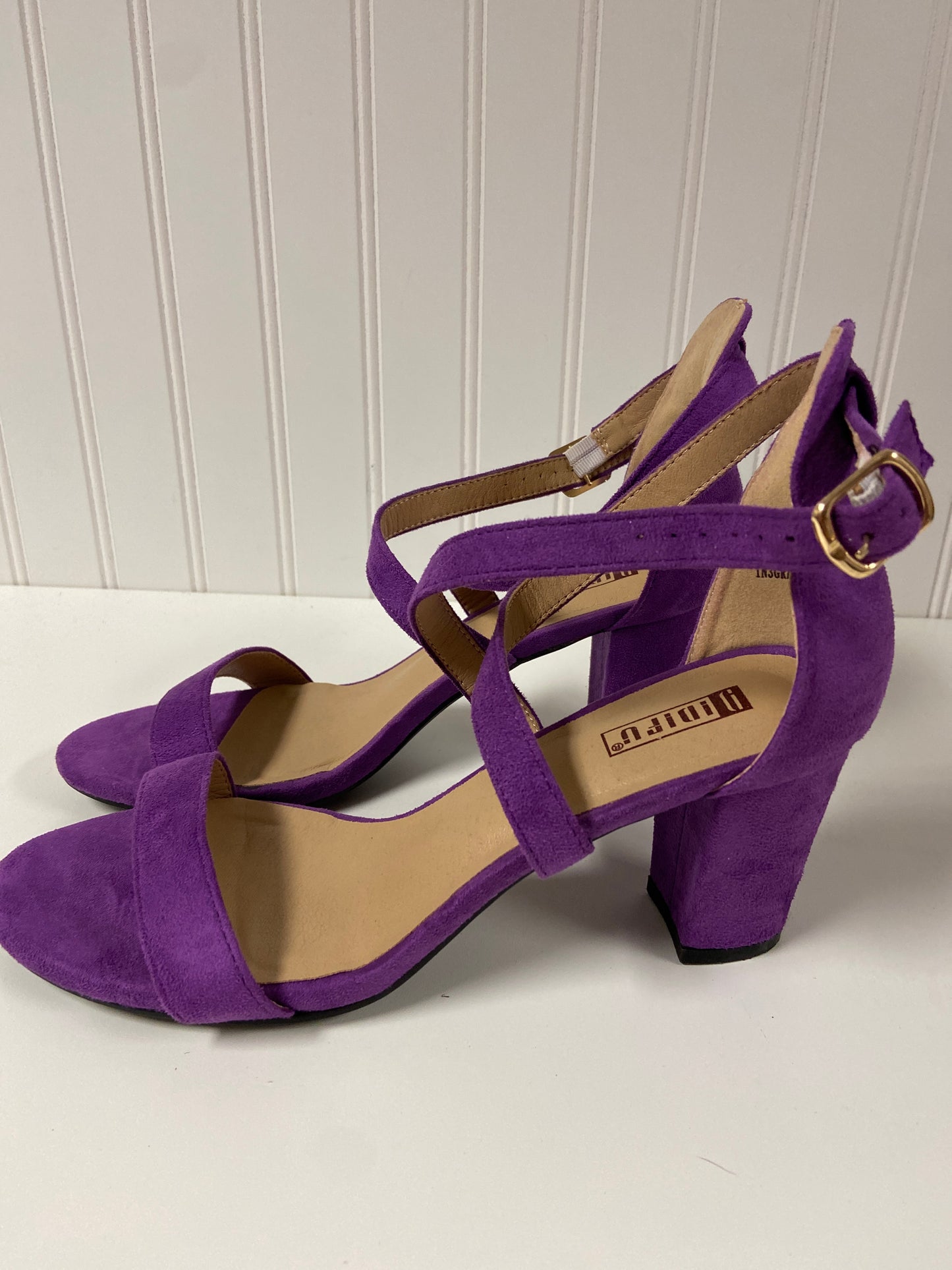 Purple Sandals Heels Block Clothes Mentor, Size 9.5