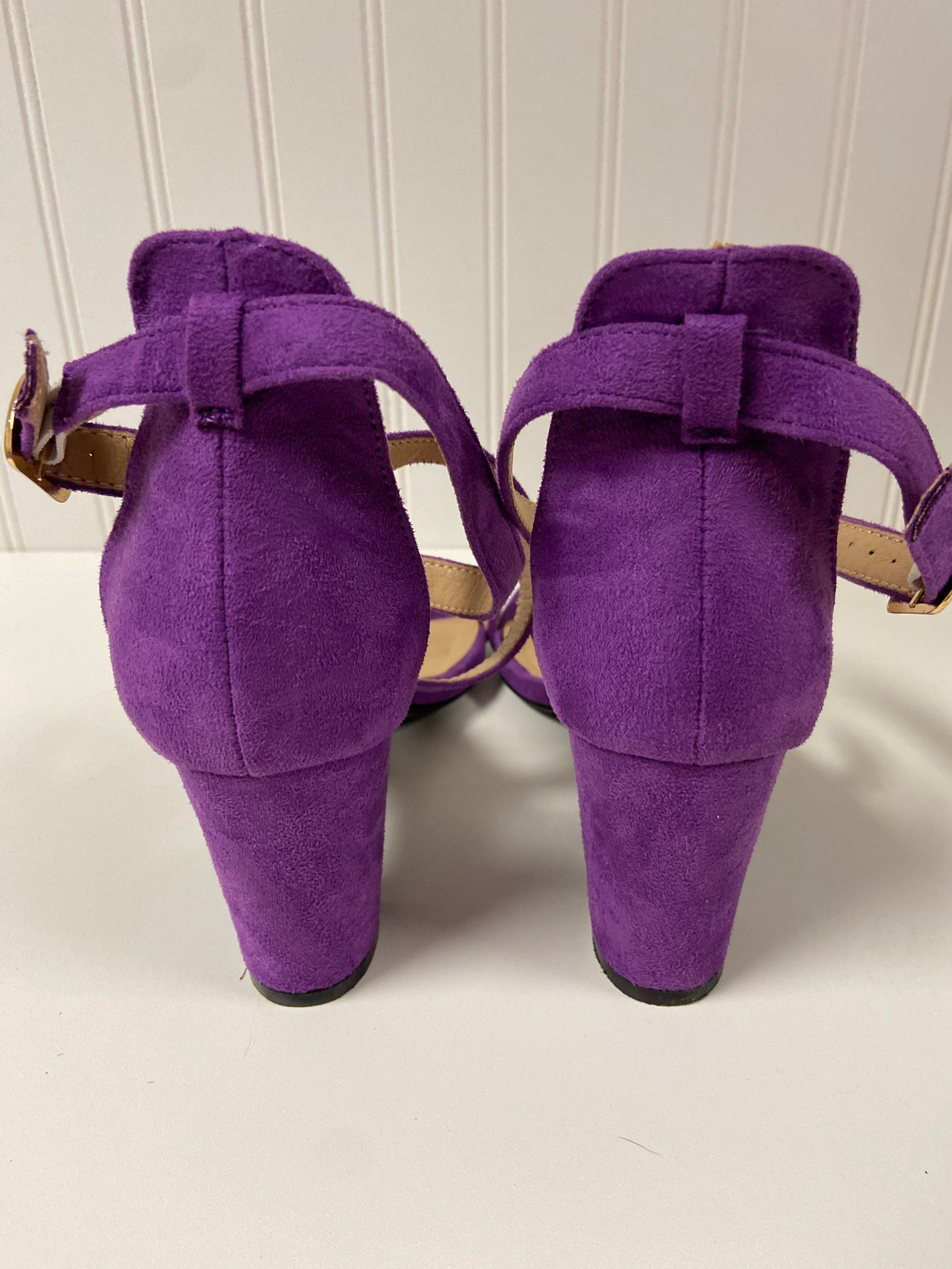 Purple Sandals Heels Block Clothes Mentor, Size 9.5