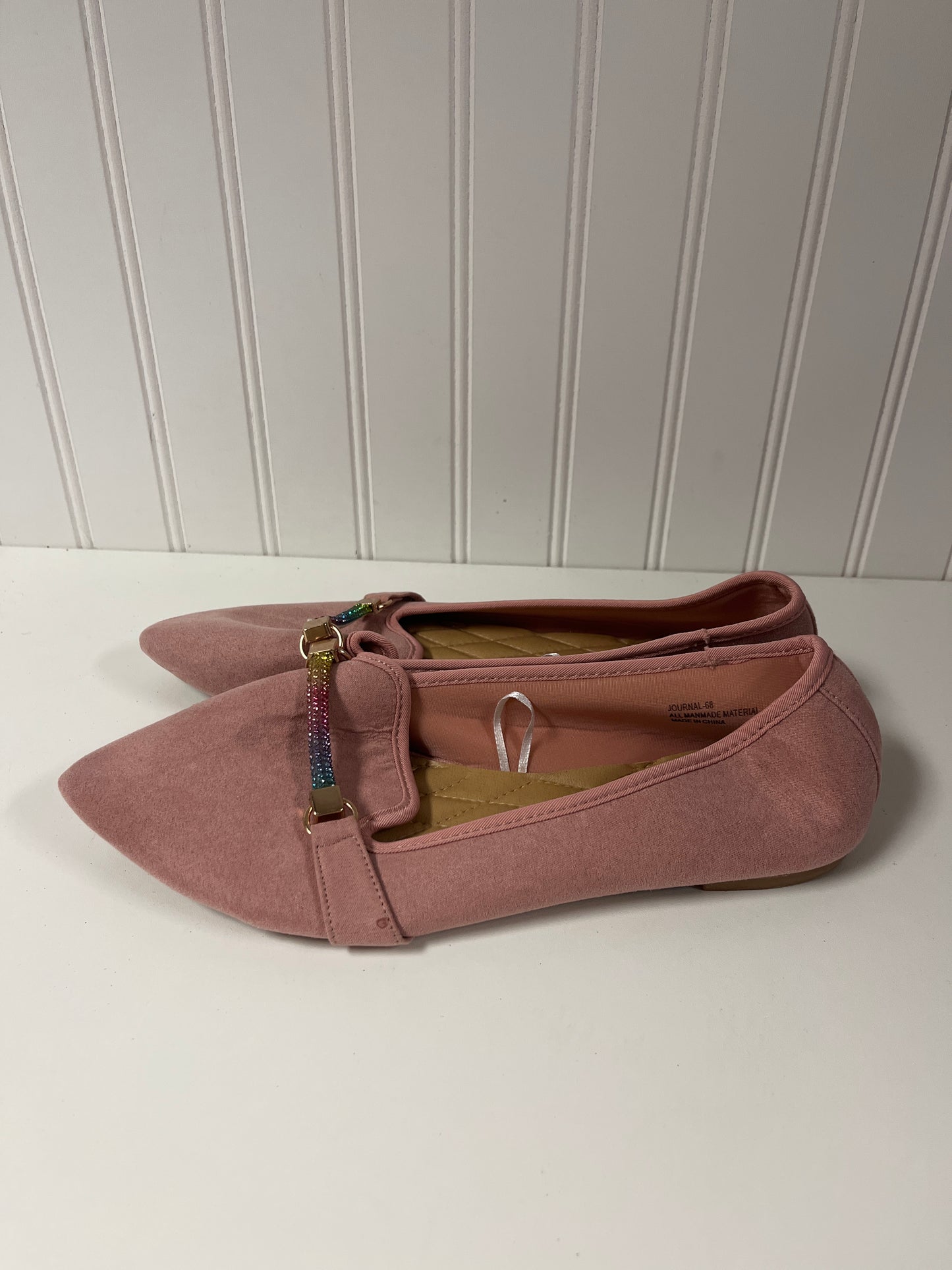 Pink Shoes Flats Rouge, Size 9