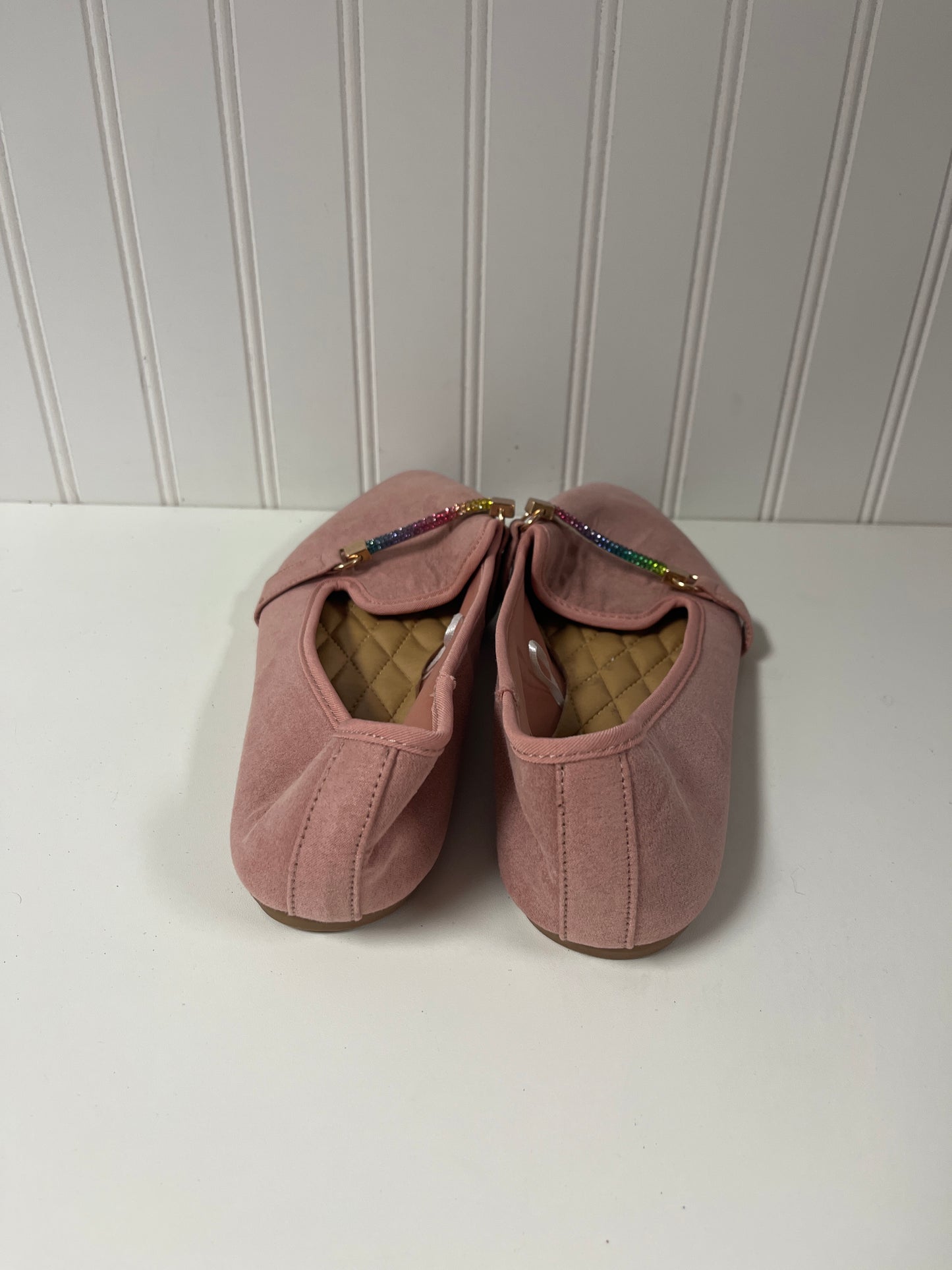 Pink Shoes Flats Rouge, Size 9