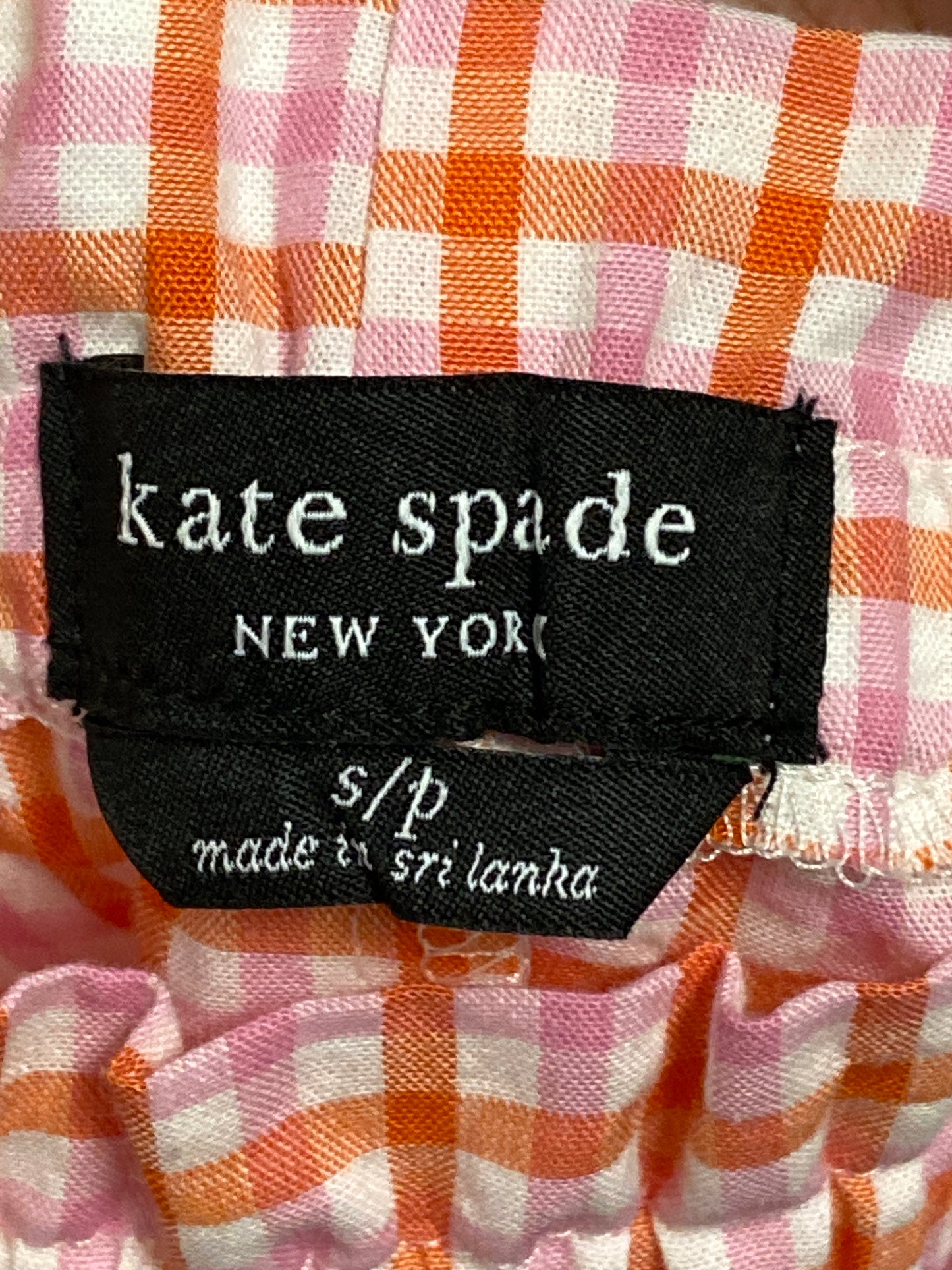 Top Sleeveless Designer By Kate Spade In Plaid Pattern, Size: S