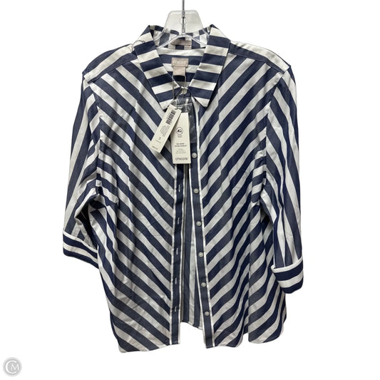 Top Short Sleeve By Chicos In Striped Pattern, Size: Xl