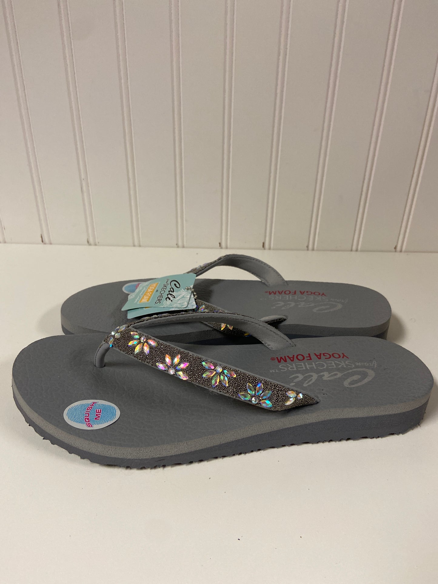 Sandals Flip Flops By Skechers In Grey, Size: 8