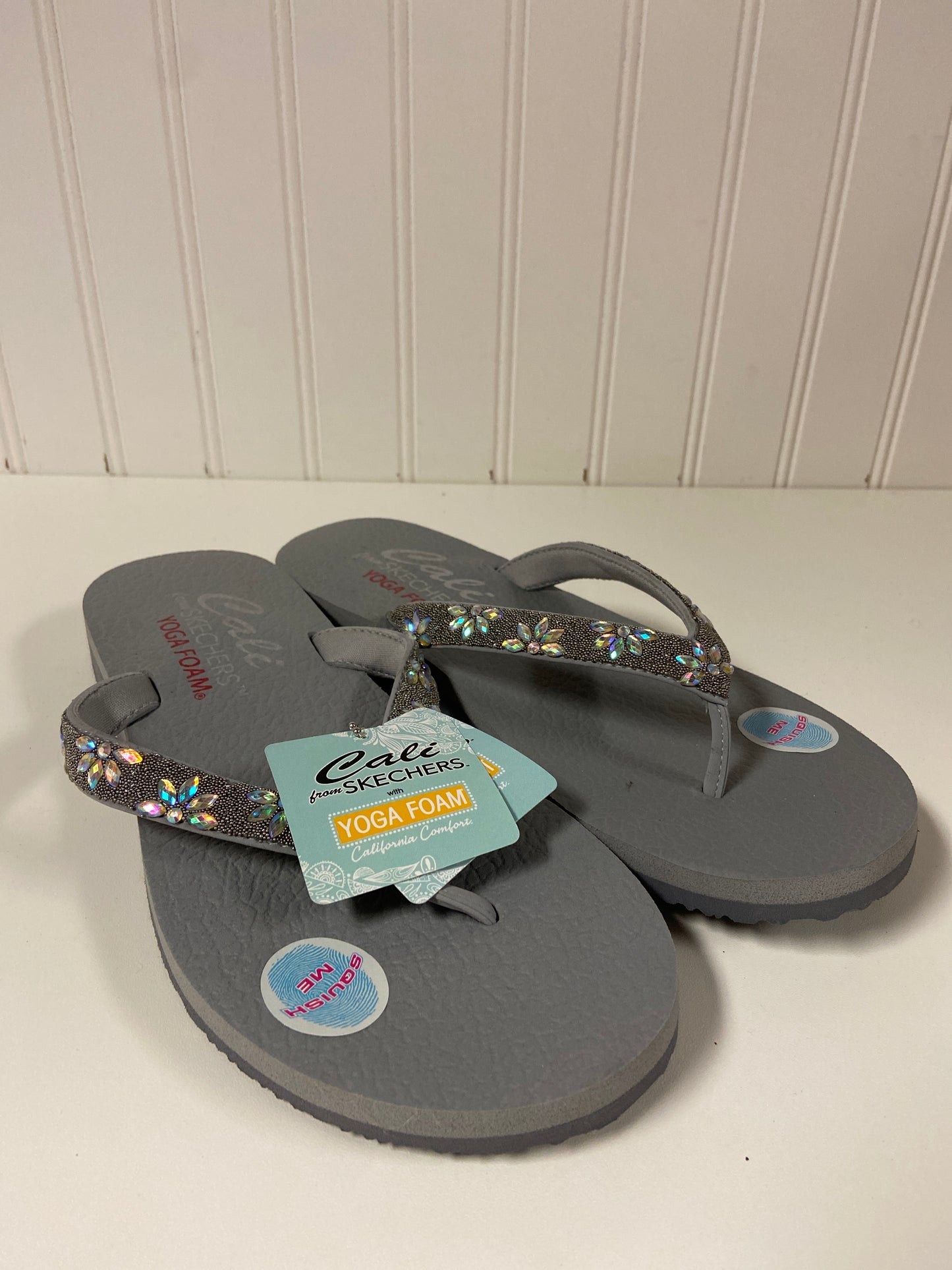 Sandals Flip Flops By Skechers In Grey, Size: 8