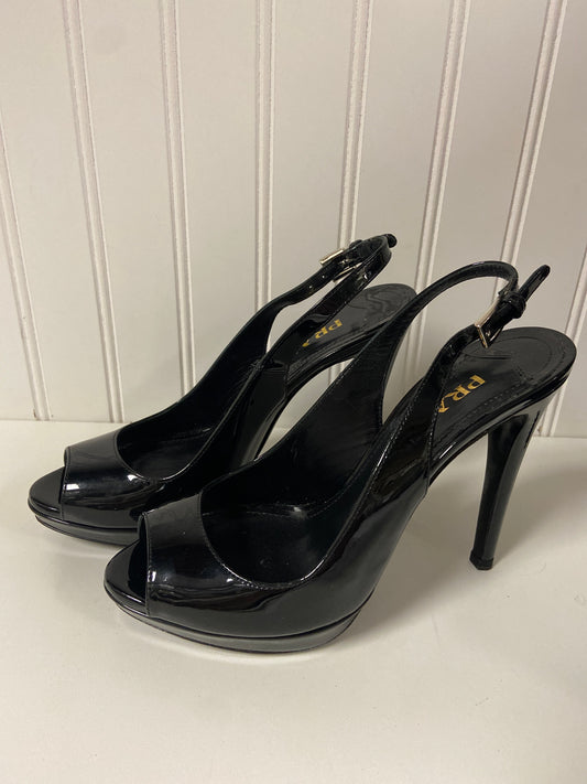 Sandals Luxury Designer By Prada In Black, Size: 6.5