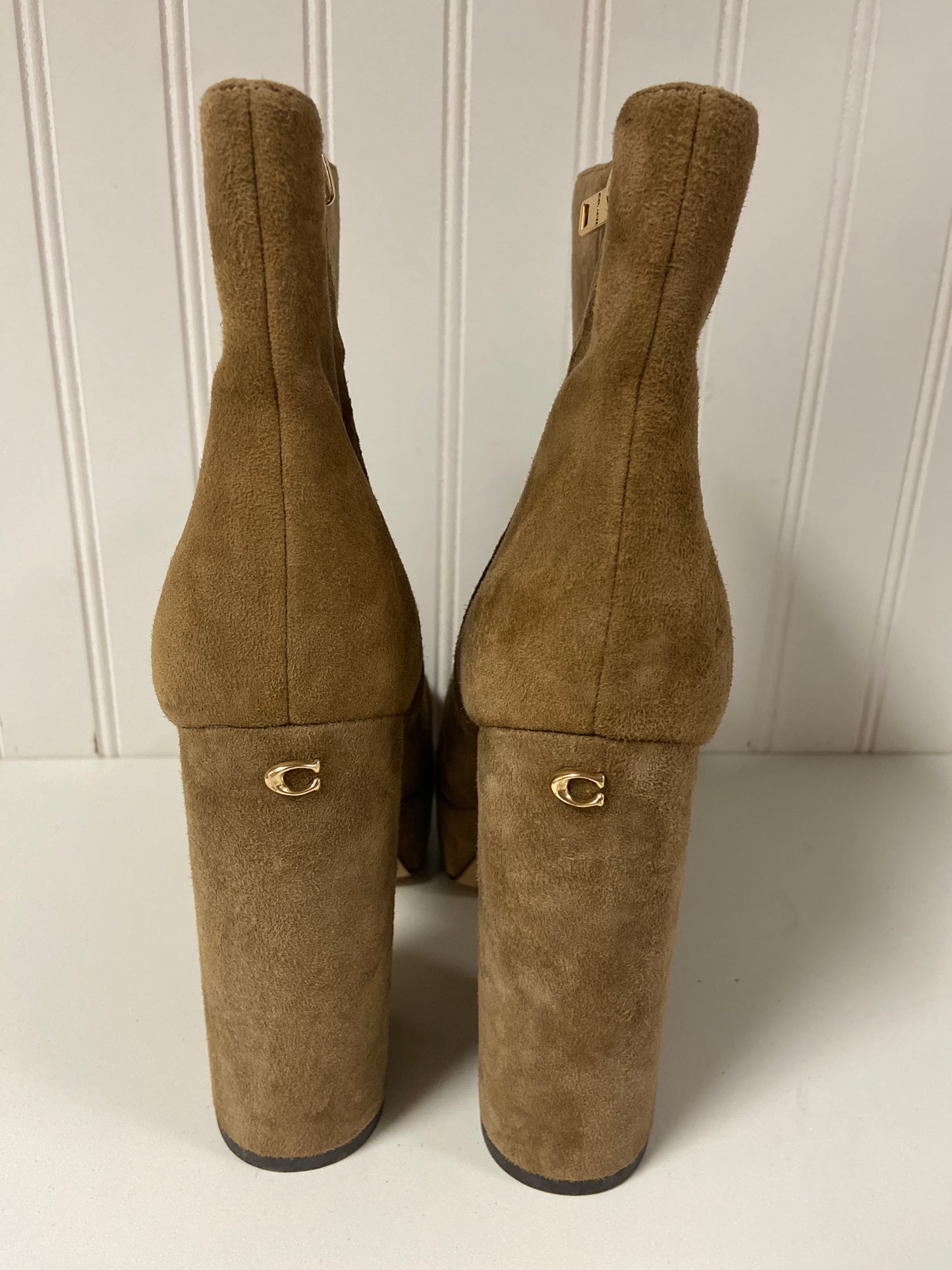 Boots Designer By Coach In Tan, Size: 8