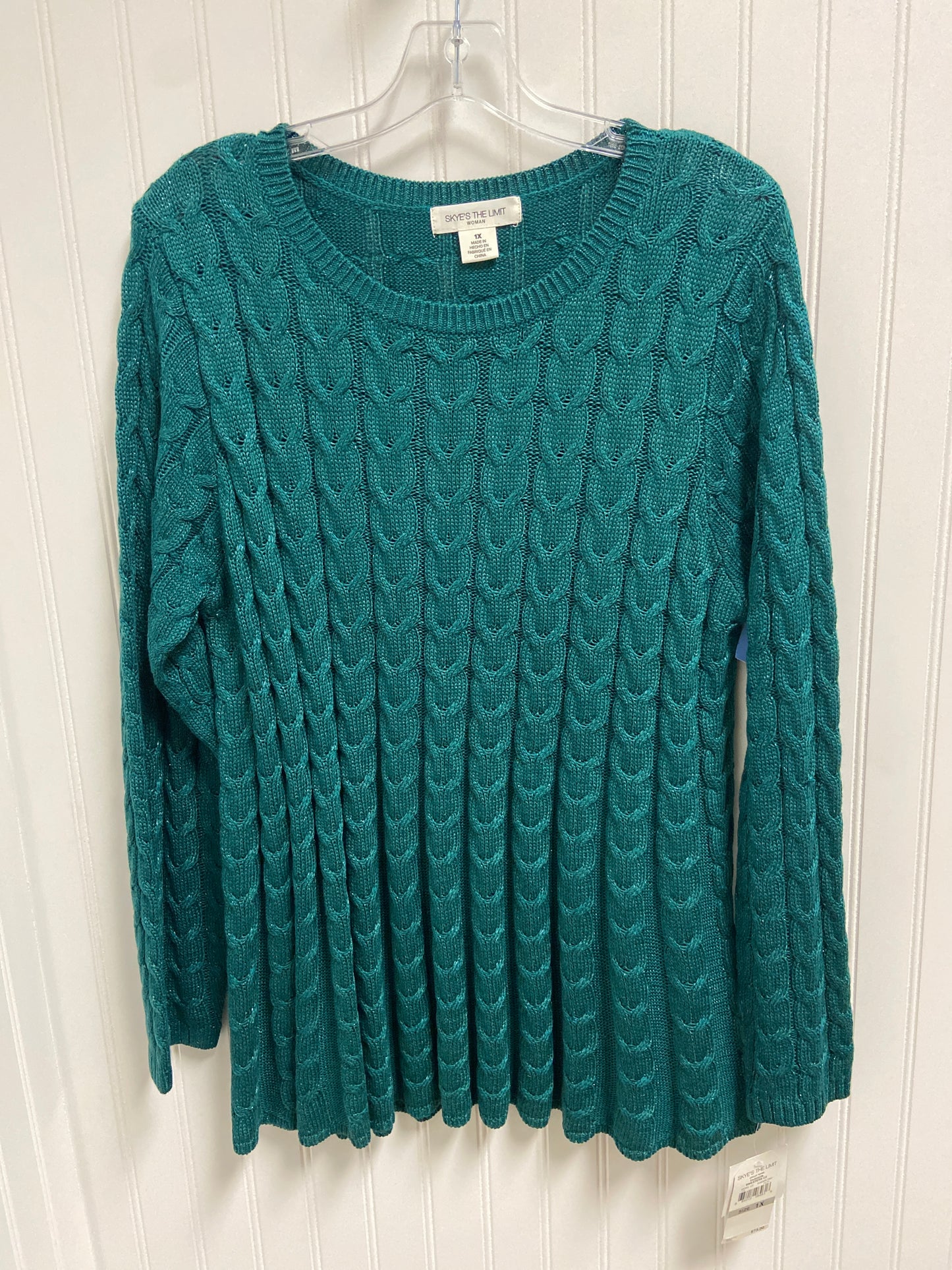 Sweater By Skyes The Limit In Teal, Size: 1x