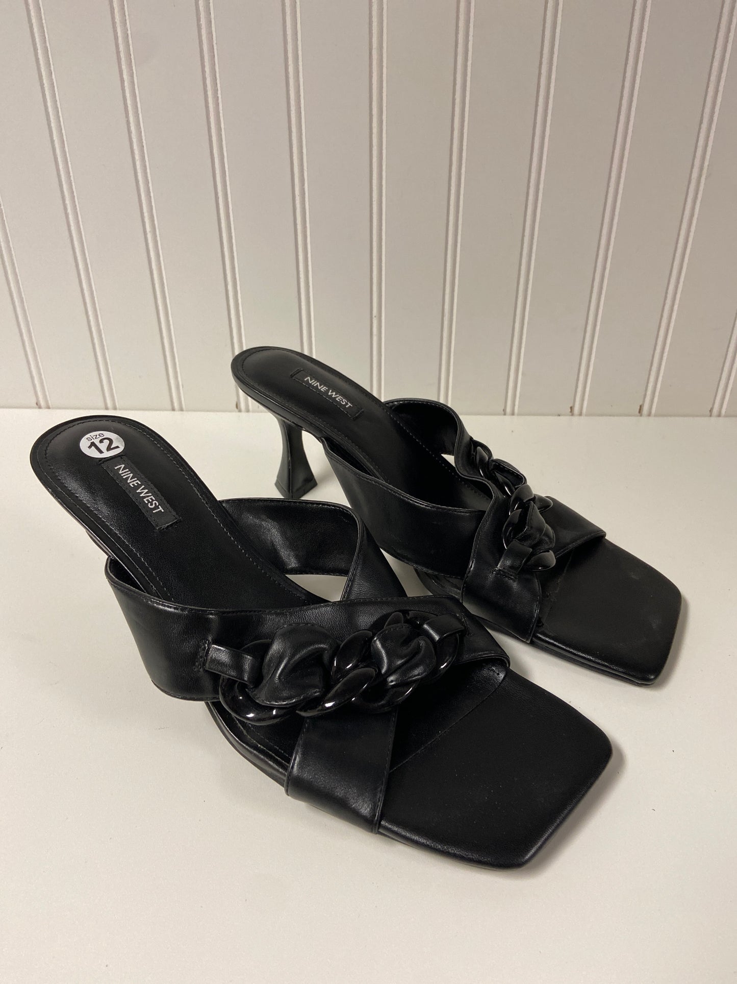 Sandals Heels Kitten By Nine West In Black, Size: 12