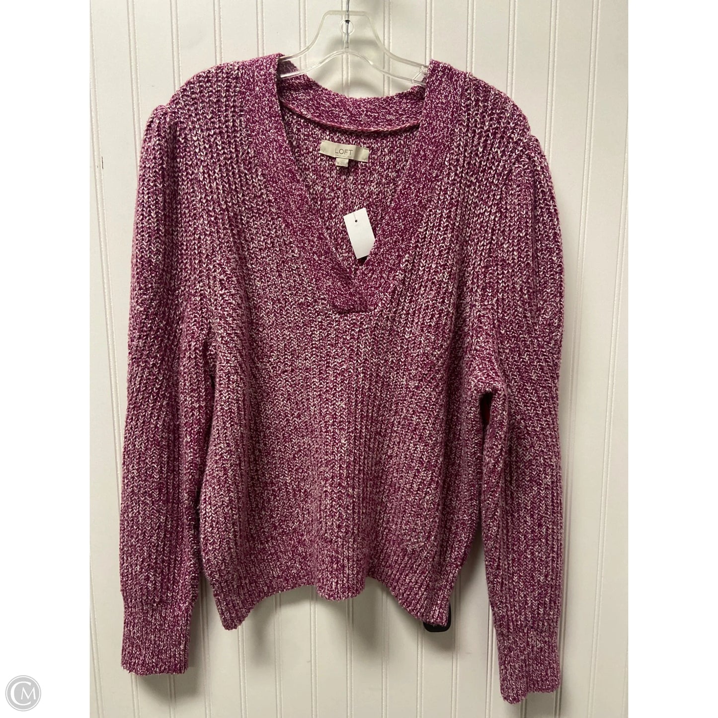 Sweater By Loft In Pink & White, Size: Xl