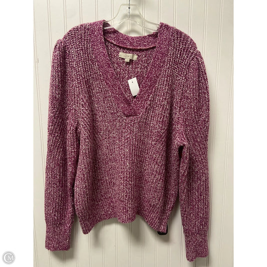 Sweater By Loft In Pink & White, Size: Xl