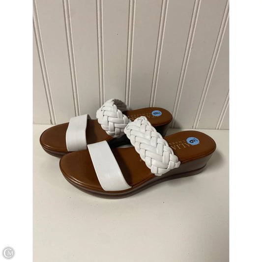 Sandals Heels Wedge By Italian Shoemakers In White, Size: 6