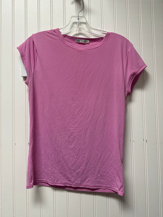 Top Short Sleeve Basic By Zara In Pink, Size: L