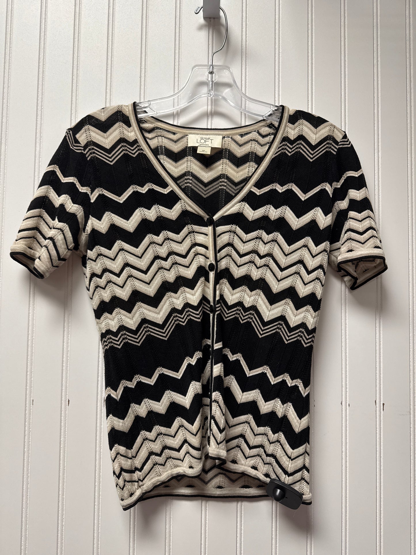 Top Short Sleeve By Loft In Black & Cream, Size: Sp