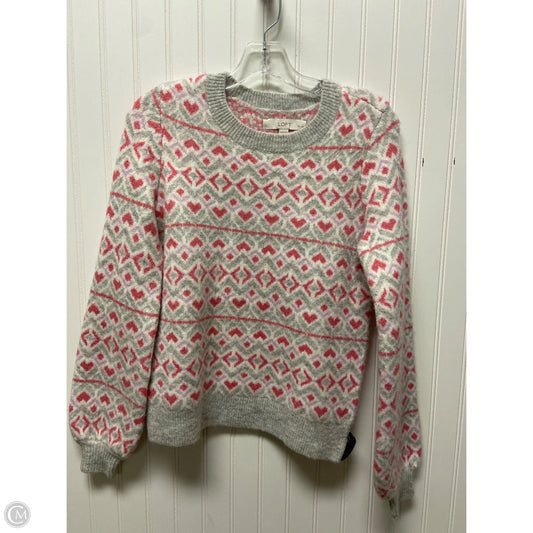 Sweater By Loft In Grey & Pink, Size: Xsp