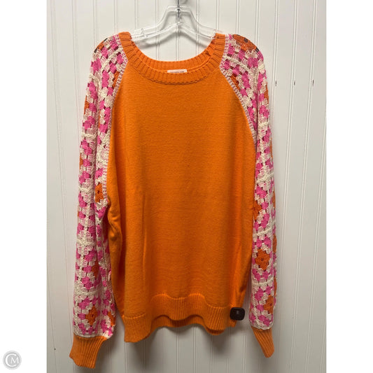 Sweater By Chicsoul In Orange & Pink, Size: 1x