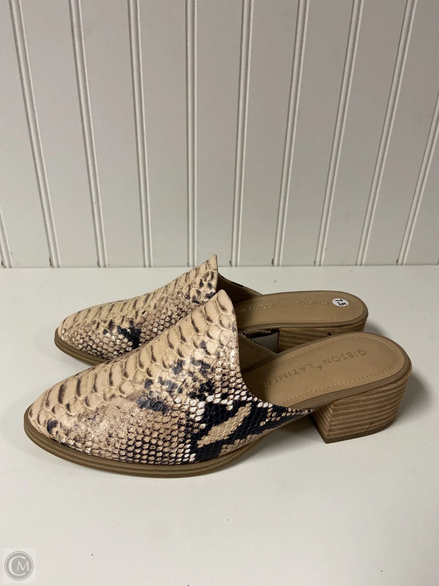 Shoes Heels Block By Gibson And Latimer In Snakeskin Print, Size: 7.5