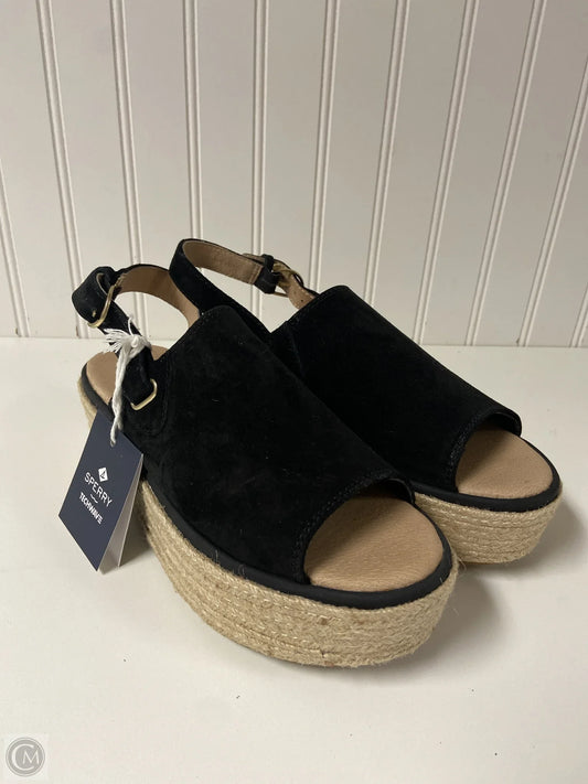 Sandals Heels Platform By Sperry In Black & Cream, Size: 8