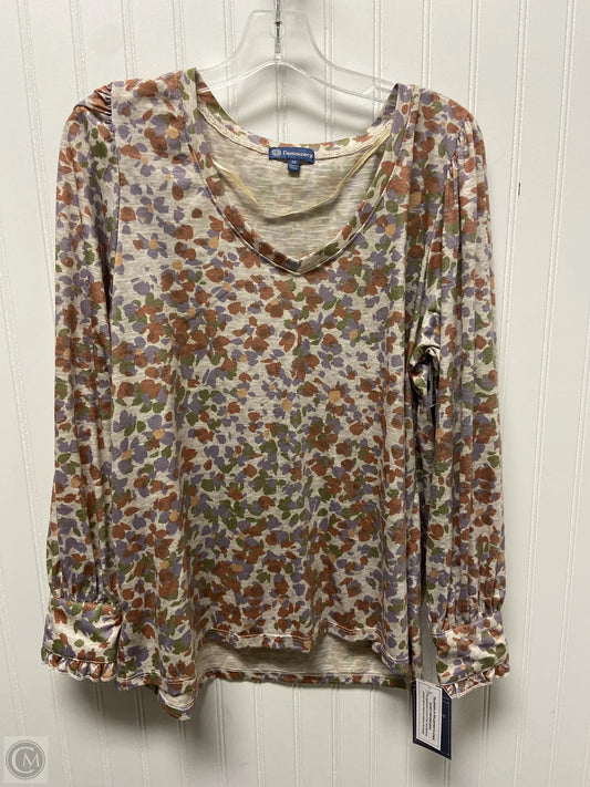 Top Long Sleeve Basic By Democracy In Floral Print, Size: 1x