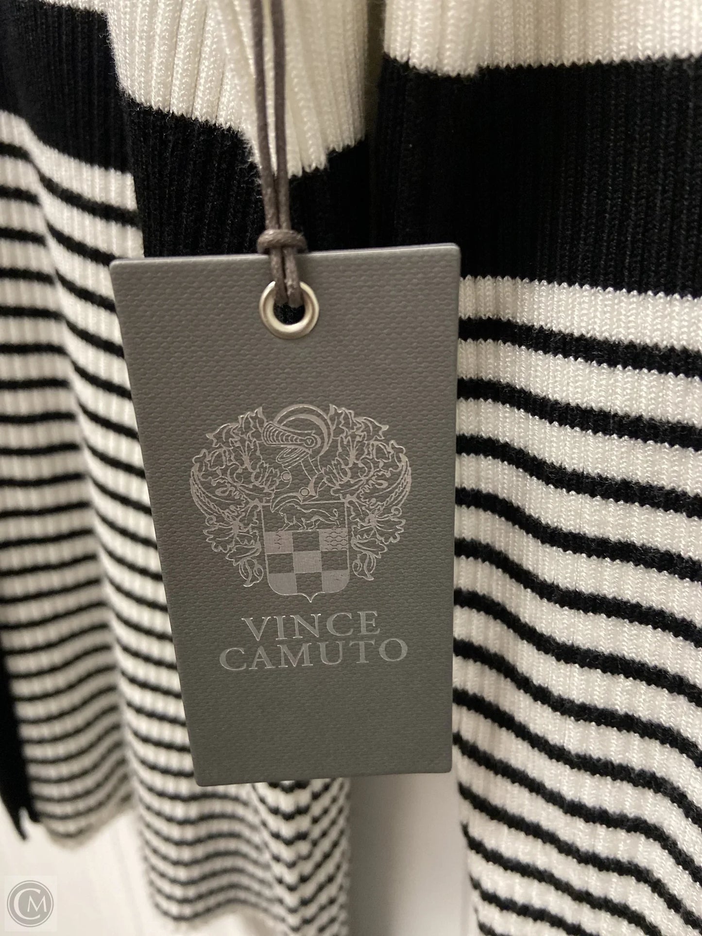 Sweater Cardigan By Vince Camuto In Black & White, Size: 1x