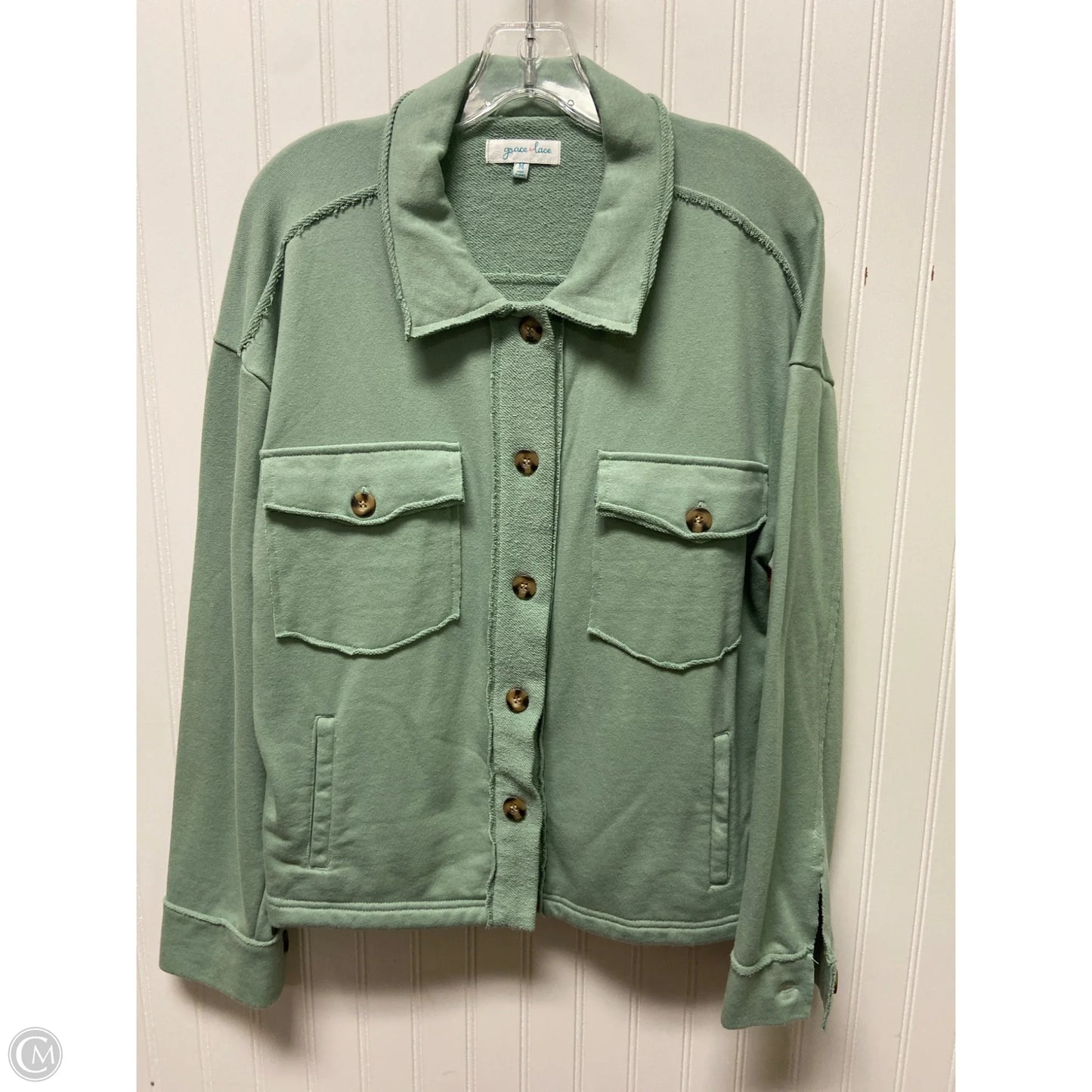 Jacket Shirt By Clothes Mentor In Teal, Size: M
