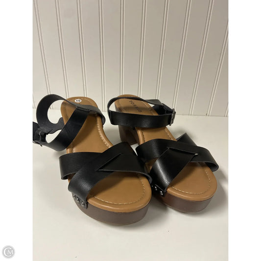 Sandals Heels Block By Torrid In Black & Brown, Size: 10